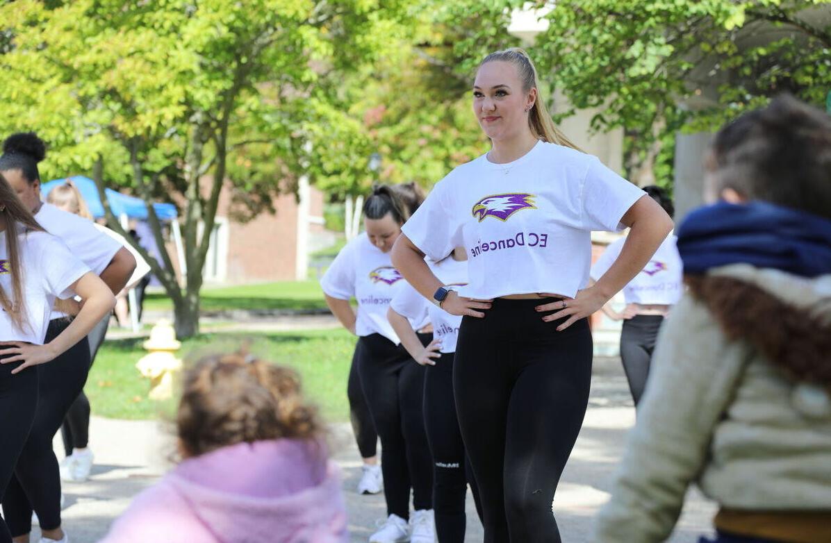 Members of Elmira College Danceline perform during the Octagon Fair